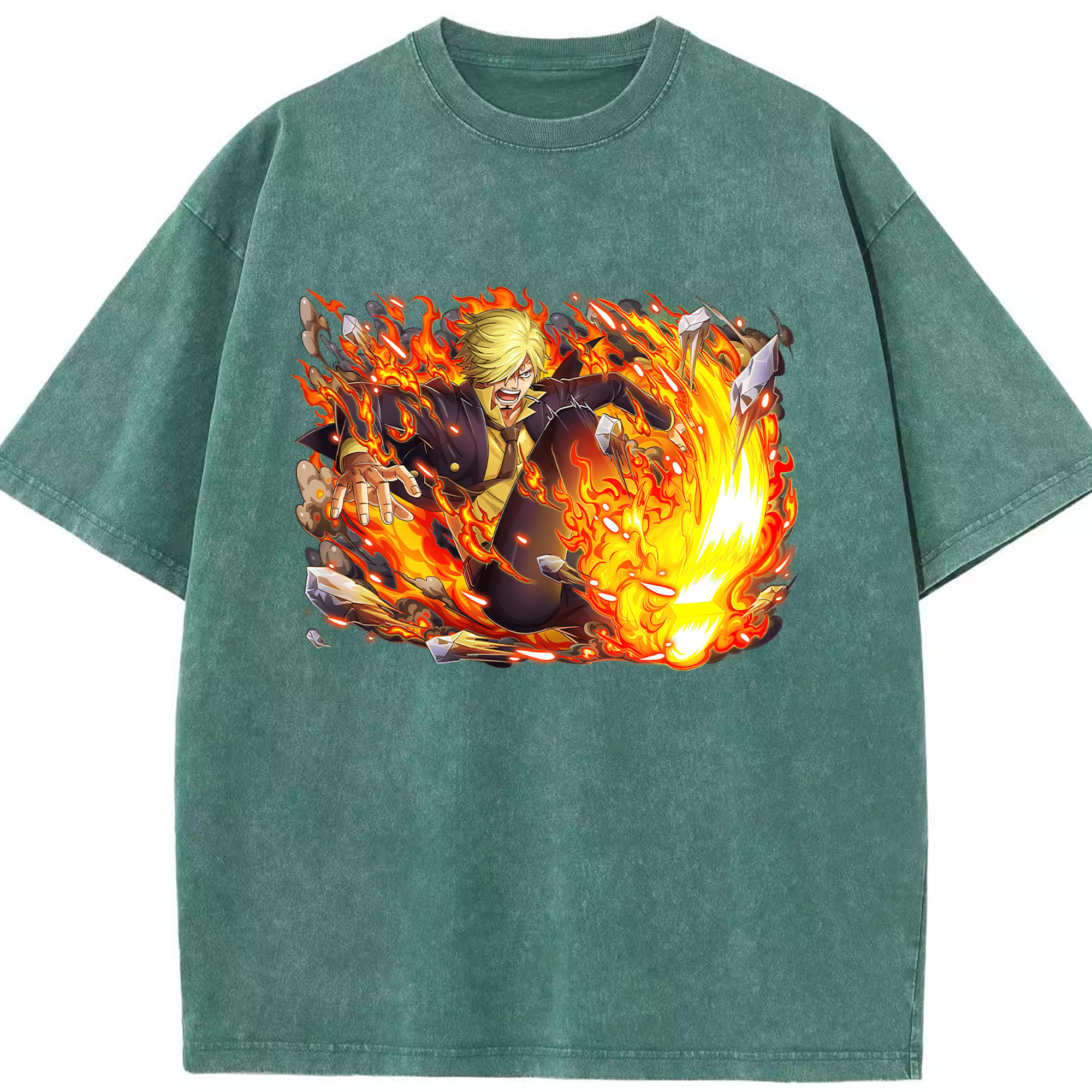 （画像用） ワンピース サンジ ONE PIECE Sanji 綿100% ヴィンテージ風 半袖Tシャツ（フロントプリント）